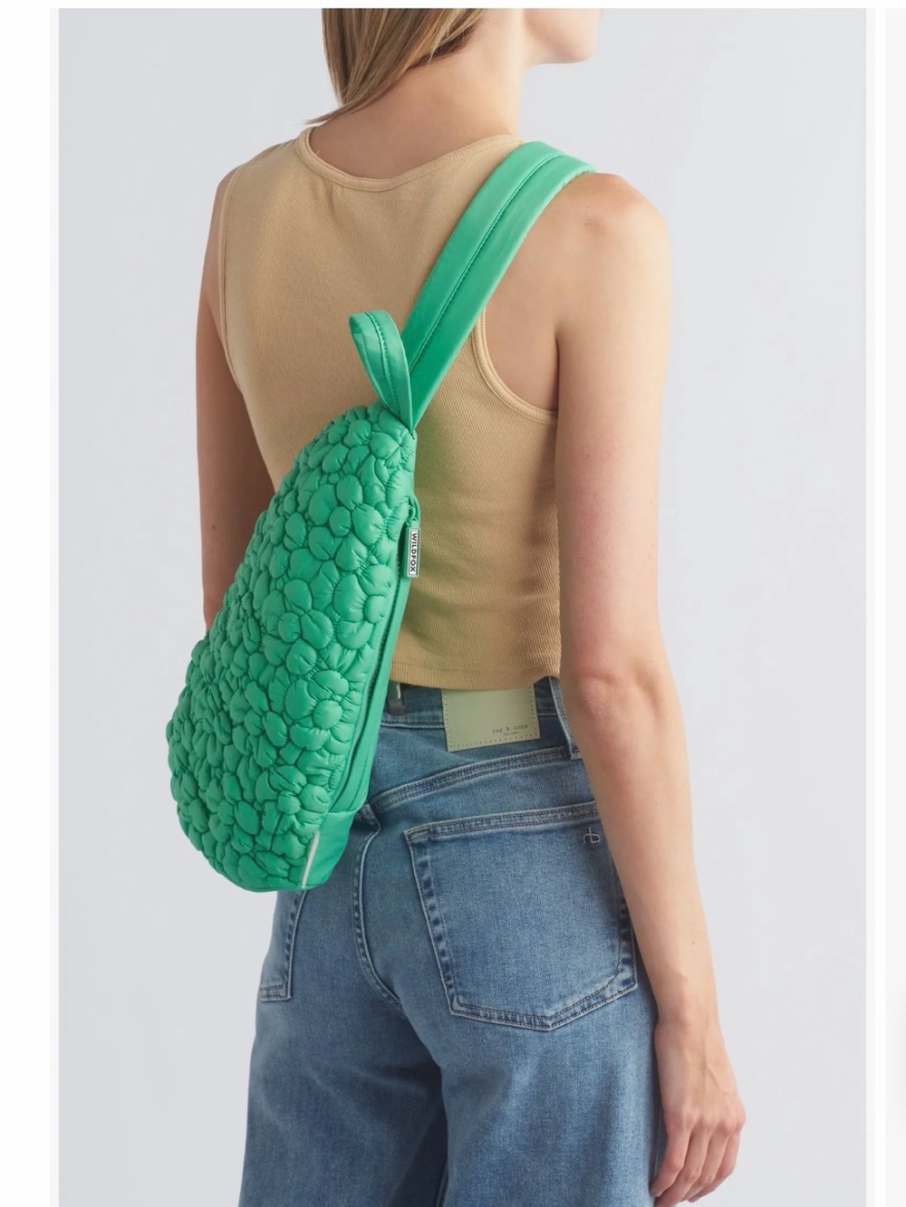 Wildfox Green Quilted Floral Sling Bag